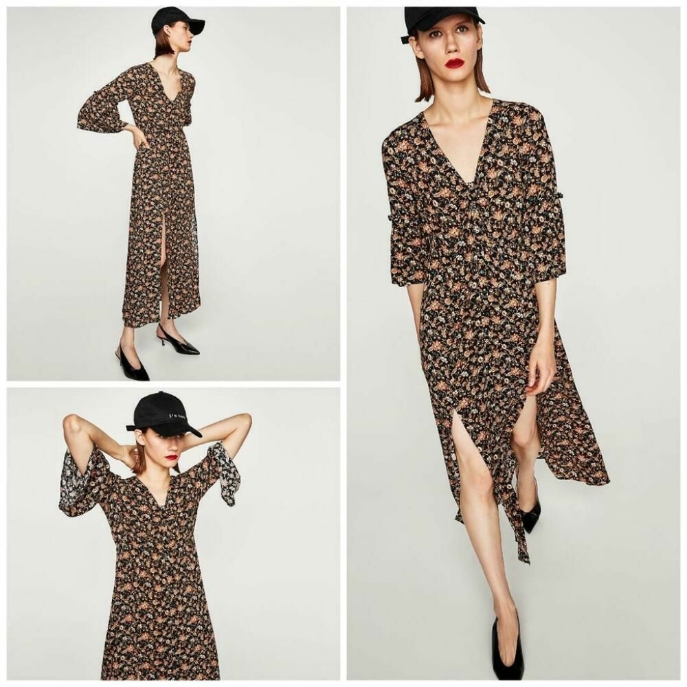Zara 💀| Floral Maxi Boho Bell Sleeve Dress